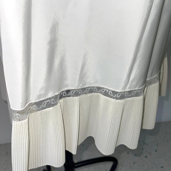 Barbizon Slip Womens Vintage Nylon Pleated Ruffle Hem Adjustable Straps Cream - Picture 9 of 12